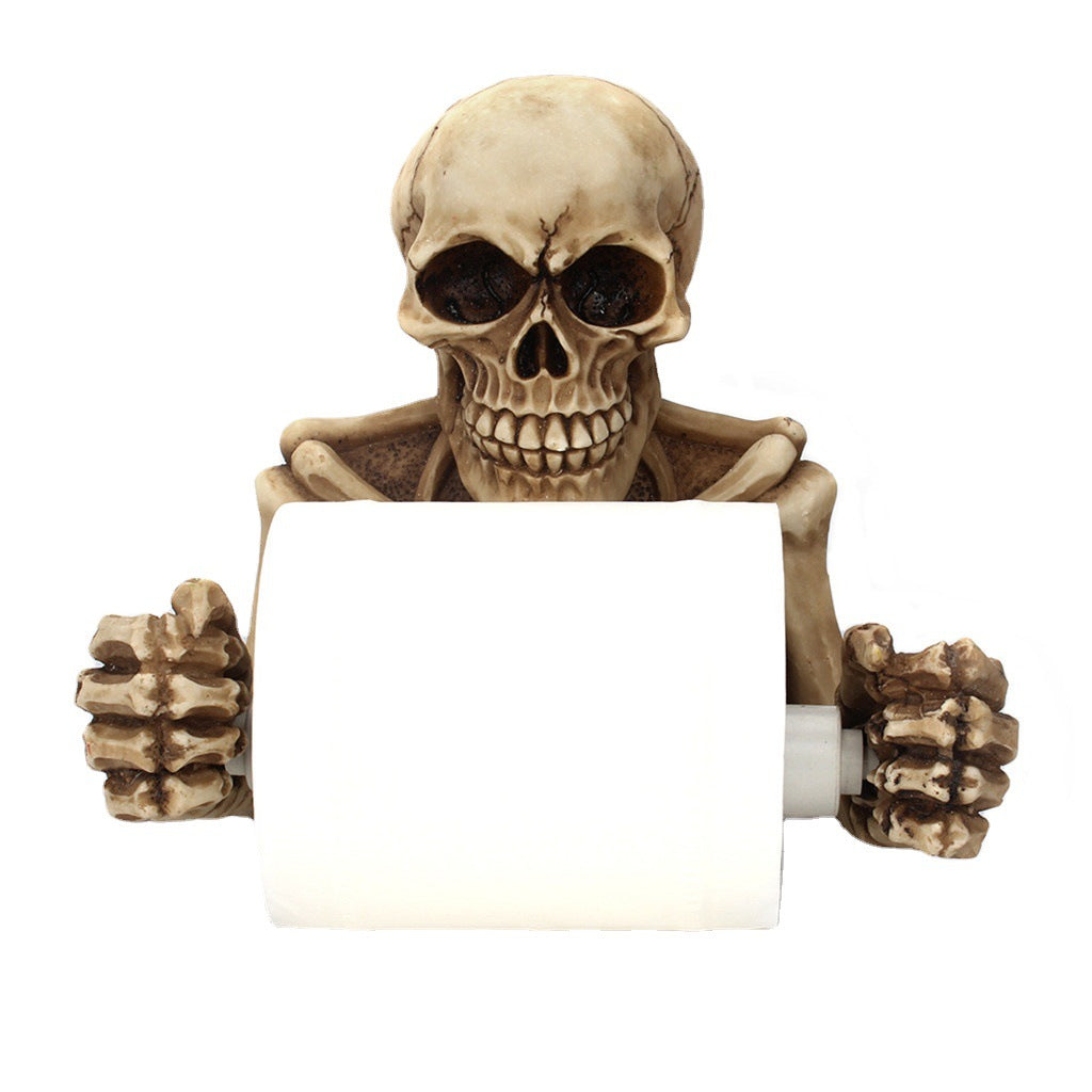 Retro resin wall-mounted skull tissue paper drawer creative horror face paper roll holder living room bedroom paper roll holder