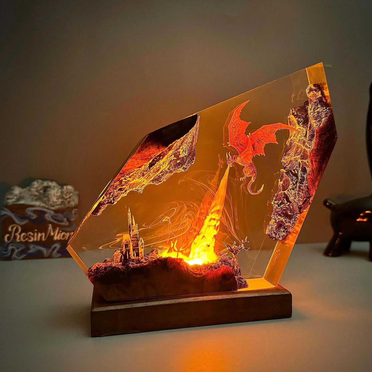 Fantasy Dragon Castle Resin Night Lamp – LED Table Light with Lava Glow & Enchanted Display