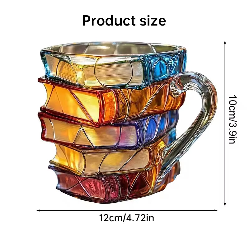Painted Book Lover Mug – Unique 3D Resin Novelty Coffee Mug for Readers & Gift Collectors