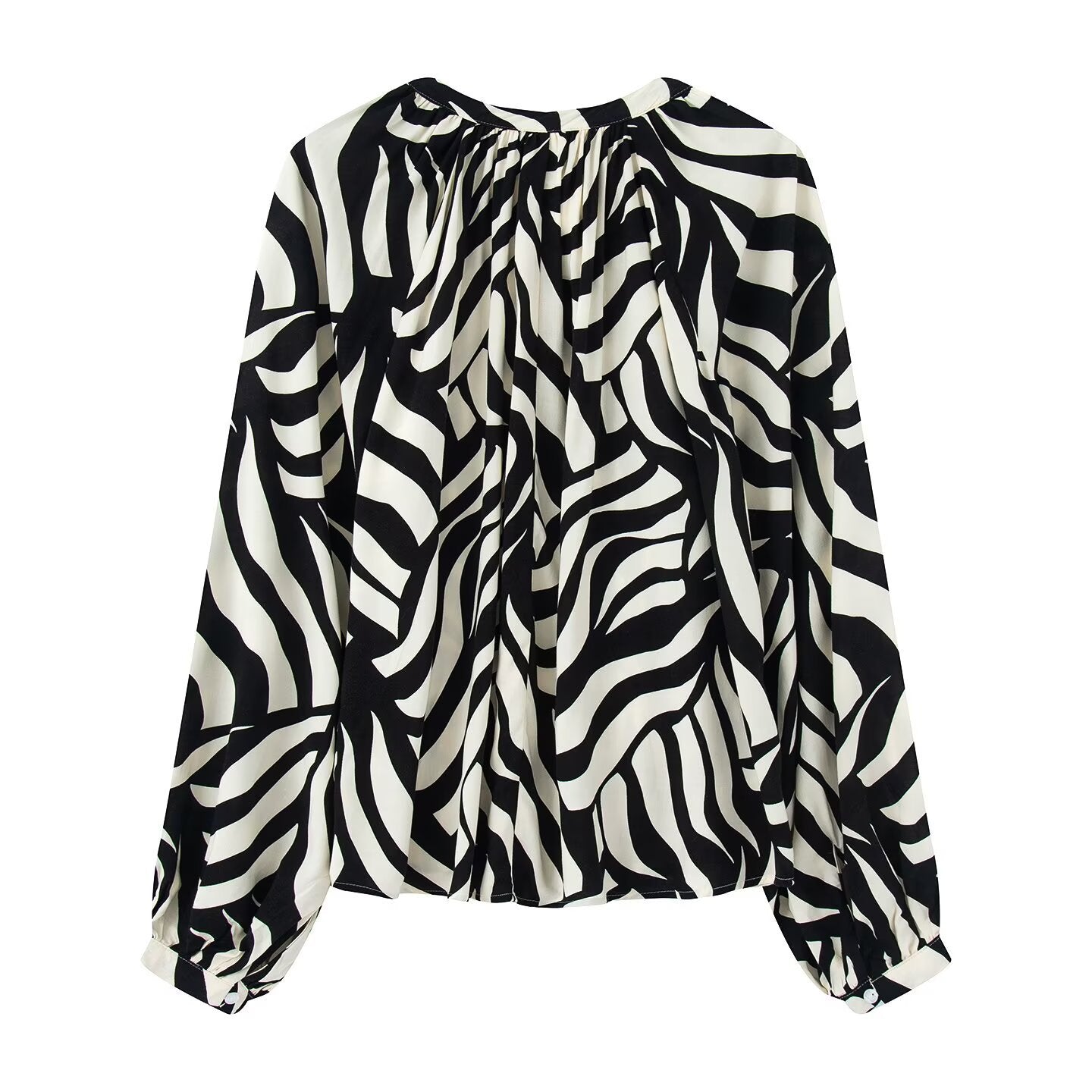 Women's Clothing Printed Elegant Breathable Loose French Lantern Sleeve Top