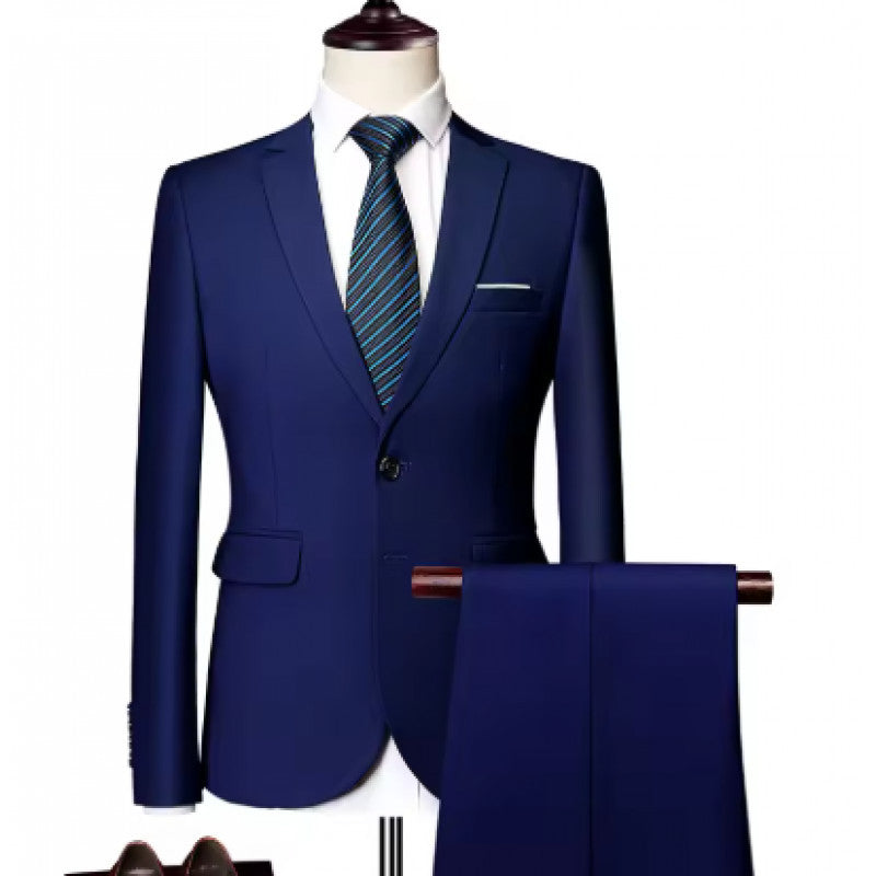 Business Casual Suit Set - Style Slim Fit Men's Two-Piece Suit