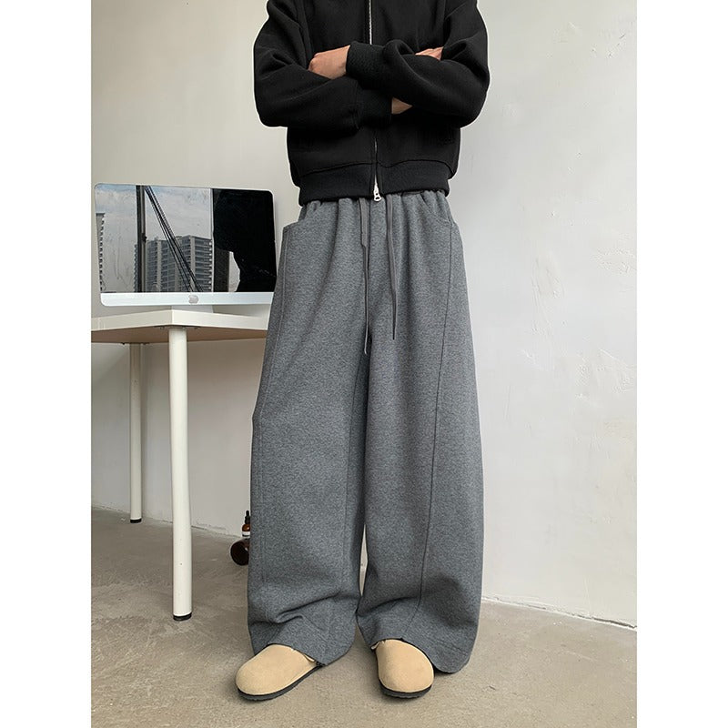 Relaxing and relaxed straight leg casual pants with a drooping feel