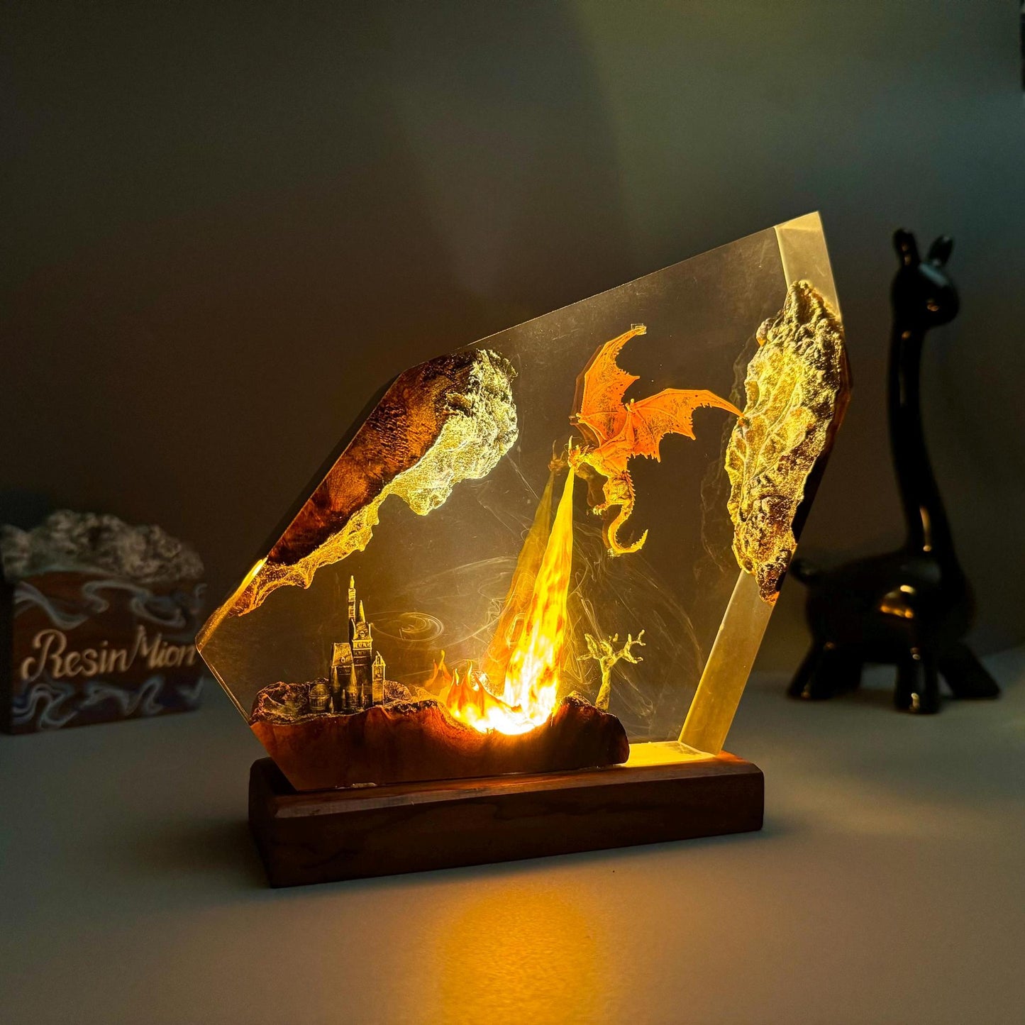 Fantasy Dragon Castle Resin Night Lamp – LED Table Light with Lava Glow & Enchanted Display