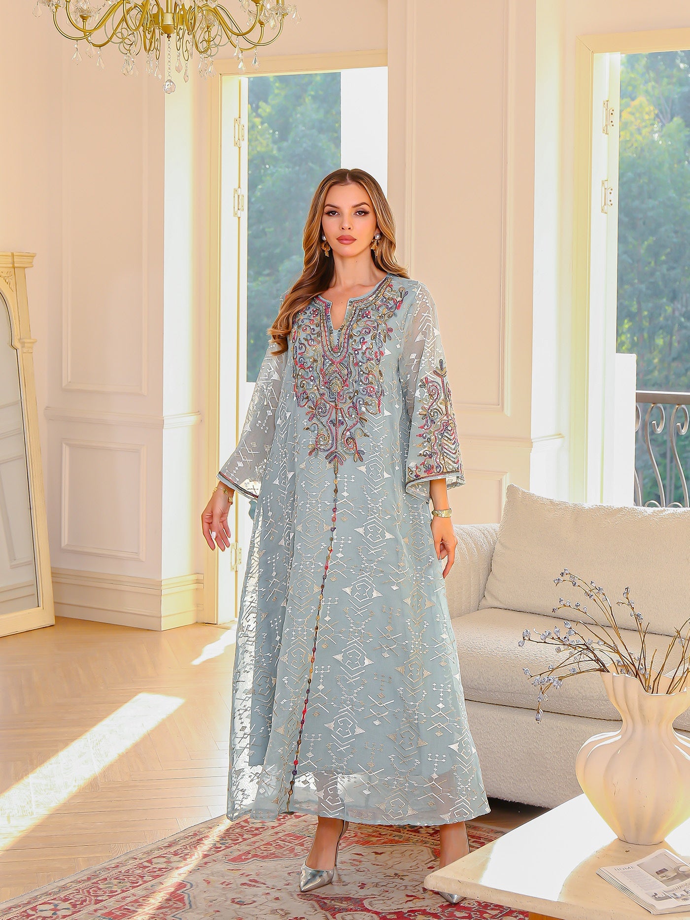 Middle East Muslim Long Robe Embroidered Women's Long Dress