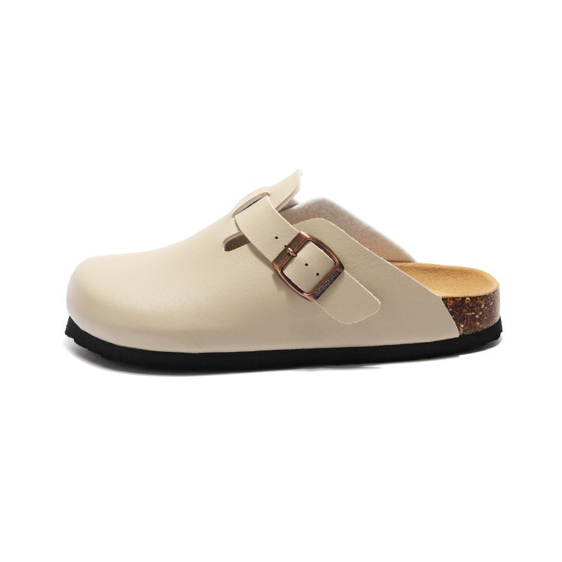 Baotou round headed flat bottomed slippers with shallow mouth