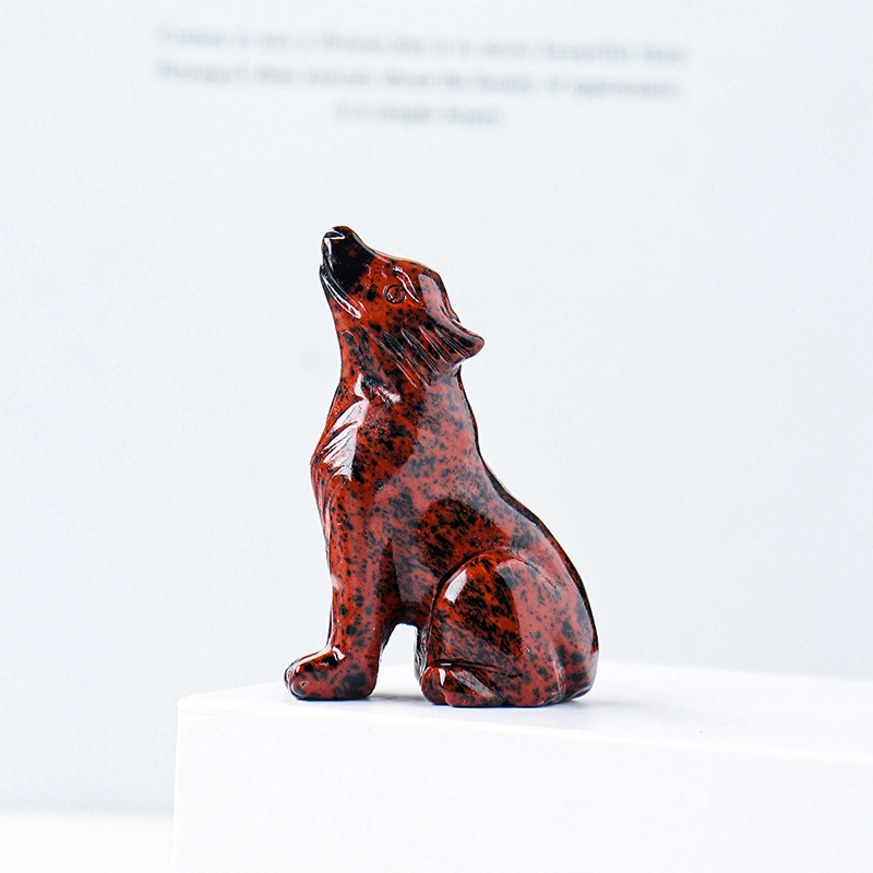 Crystal Wolf Cub Figurine – Natural Gemstone Animal Ornament | crystal Decoration Item