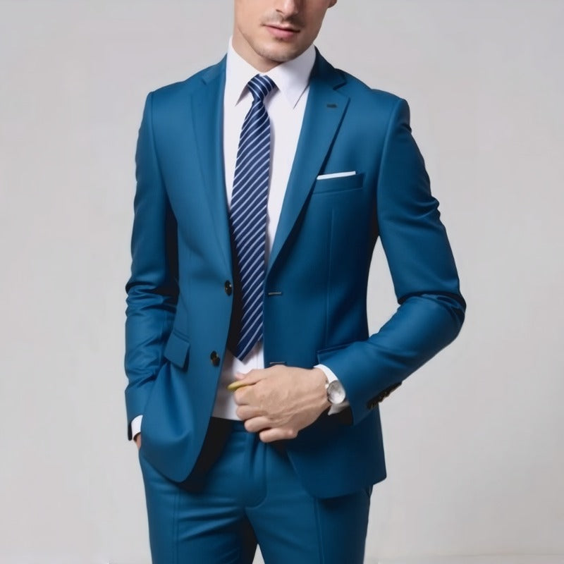 Business Casual Suit Set - Style Slim Fit Men's Two-Piece Suit