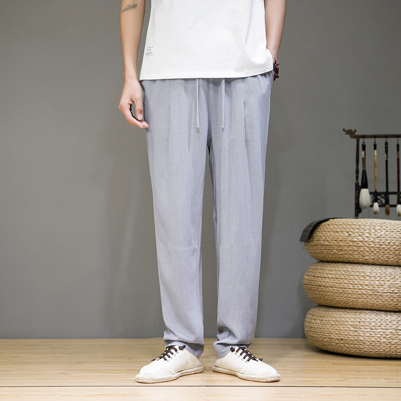 Cotton Linen Plus Size Casual Pants Men's Linen Trousers Style Thin Trendy Long Pants