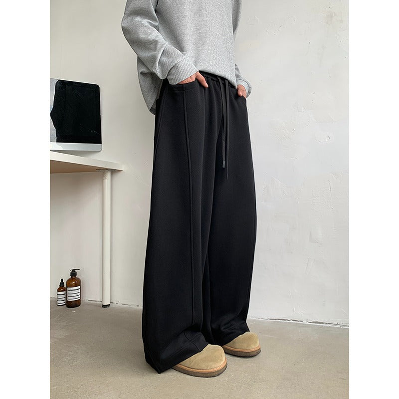 Relaxing and relaxed straight leg casual pants with a drooping feel