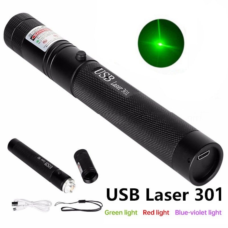 High Power Rechargeable Laser Pointer Pen – Green, Red & Violet Beam with USB Charging
