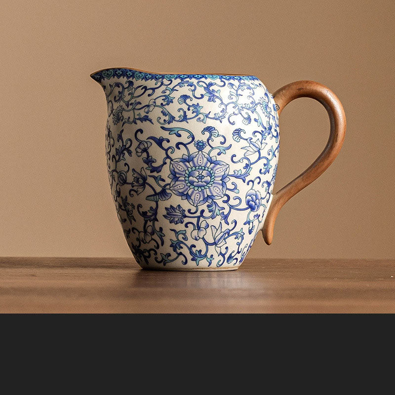 Kung Fu Tea Set- Blue & White, – Porcelain Lotus Teapot with Lid Bowl & 80ml Cups