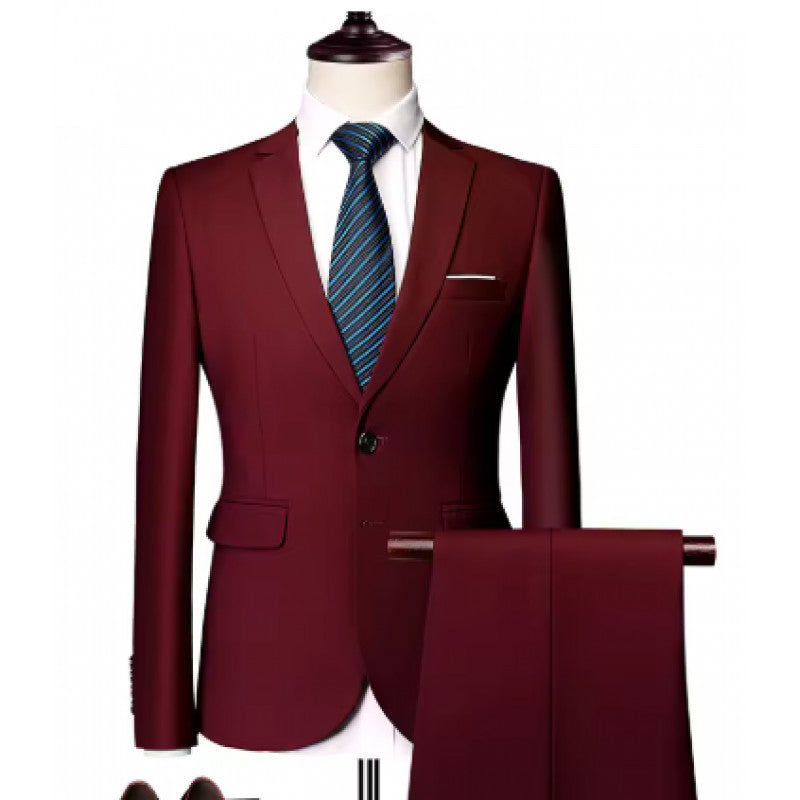 Business Casual Suit Set - Style Slim Fit Men's Two-Piece Suit