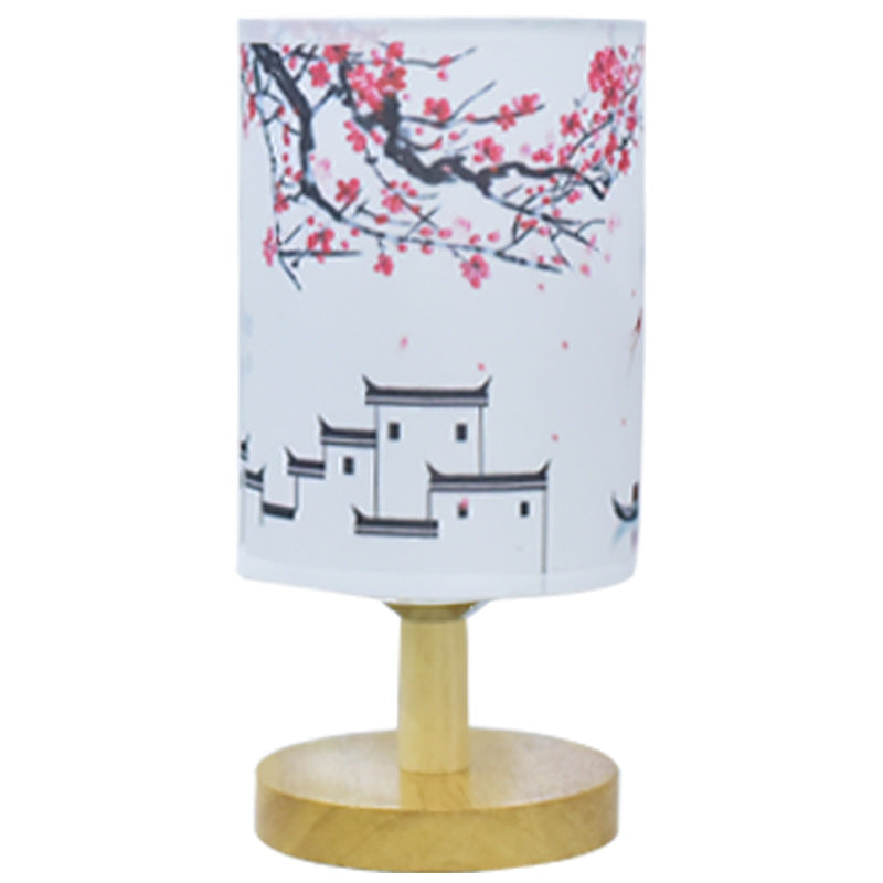 Floral Fabric Bedside Table Lamp – Plug-in Night Light for Bedroom, Dorm, Desk & Home Décor