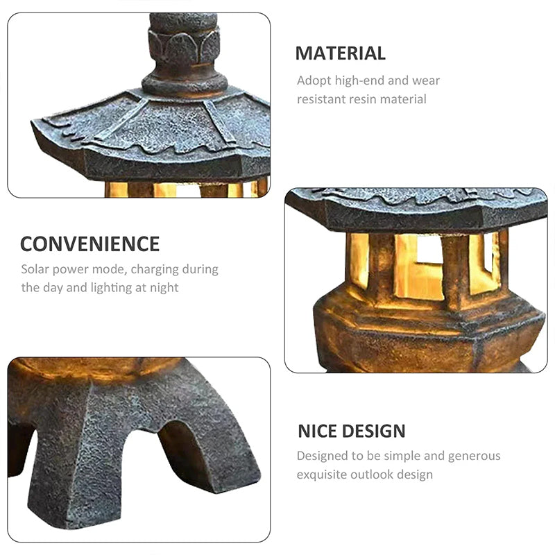 Solar Japanese Garden Lantern – Pagoda-Style Zen Light for Outdoor Decor