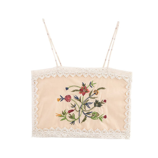 Women's European and American style lace embroidered suspender+embroidered shorts set