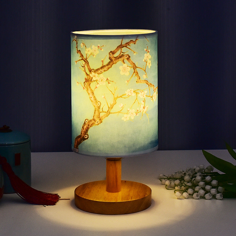 Floral Fabric Bedside Table Lamp – Plug-in Night Light for Bedroom, Dorm, Desk & Home Décor