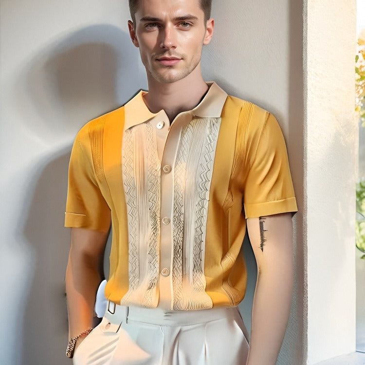 Color blocked slim fit ice silk turtleneck T-shirt for spring and summer thin edition