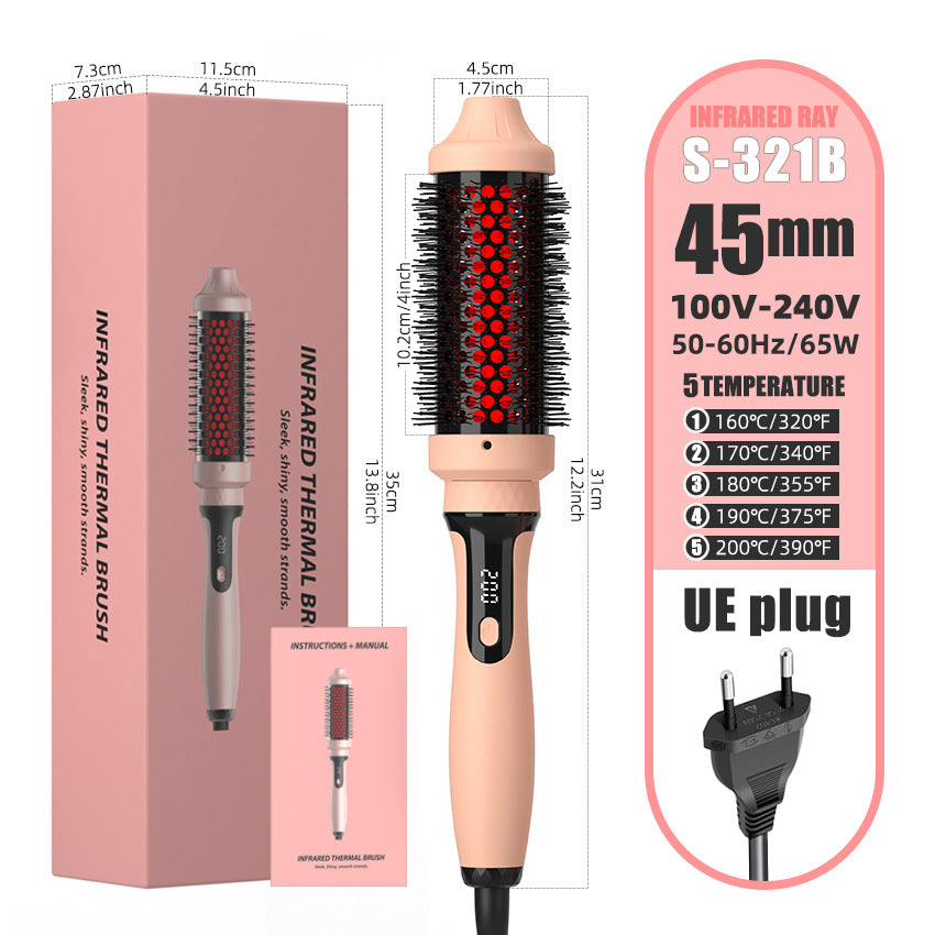Anitrendy Infrared Curling Iron 2-in-1 Hair Straightener Brush – Dual-Purpose Electric Hot Brush with LCD & 10 Temperature Settings