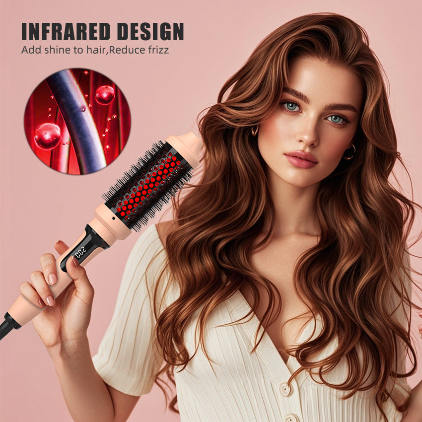 Anitrendy Infrared Curling Iron 2-in-1 Hair Straightener Brush – Dual-Purpose Electric Hot Brush with LCD & 10 Temperature Settings