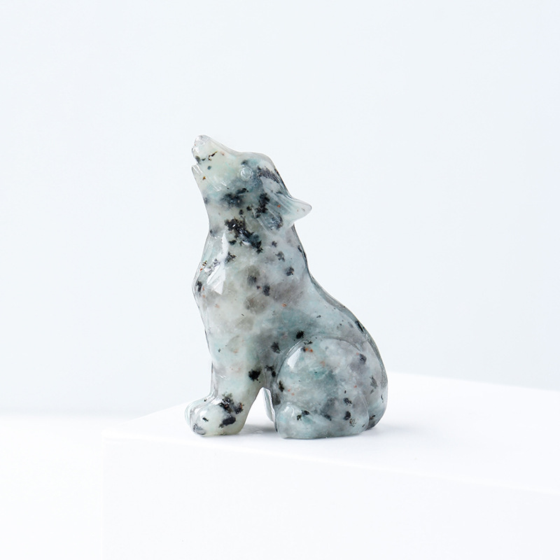 Crystal Wolf Cub Figurine – Natural Gemstone Animal Ornament | crystal Decoration Item