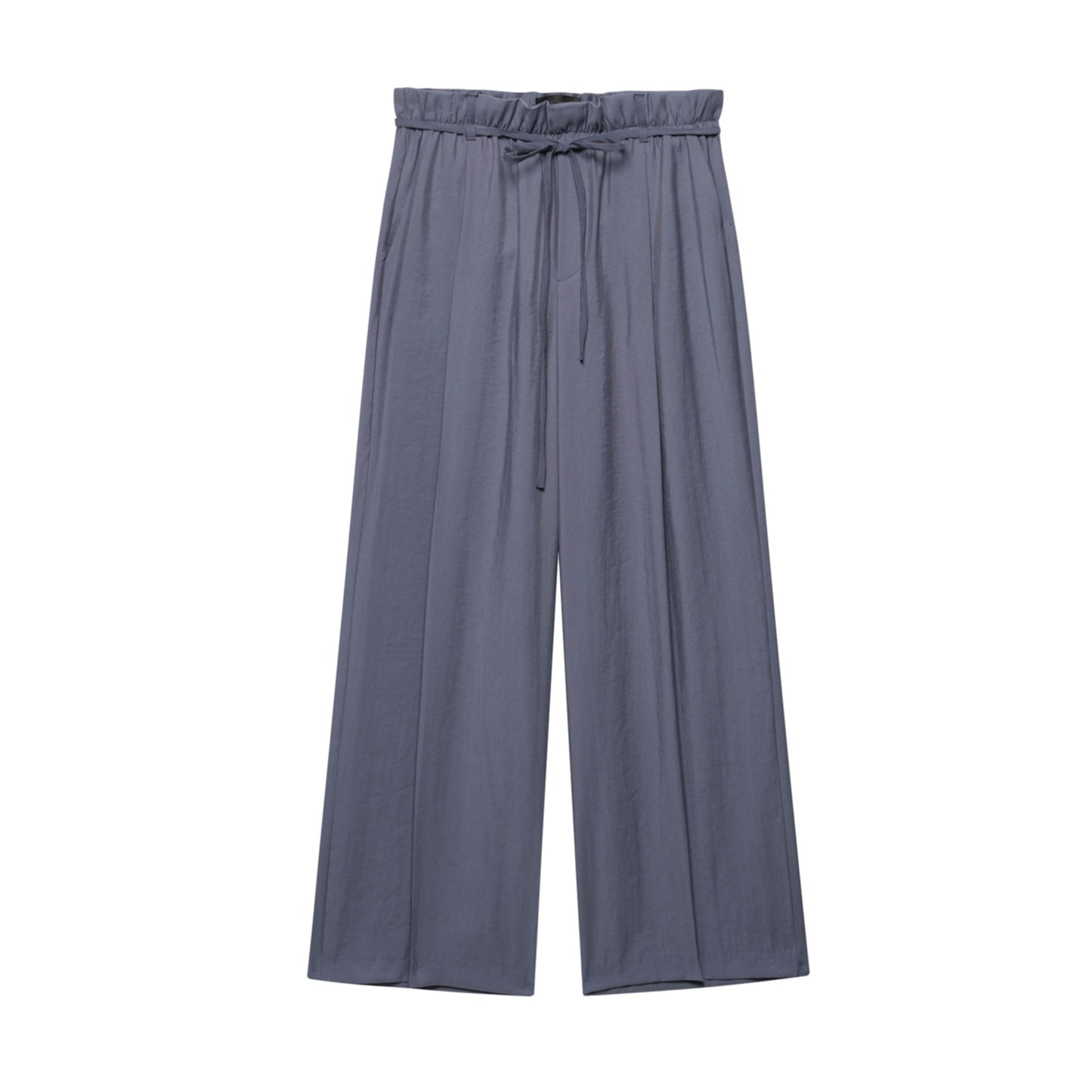 Women's loose straight leg casual pants with waist belt and hanging feeling