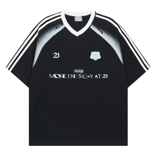 Short Sleeve T-Shirt Men Loose Striped Color Block Half Sleeve Couples