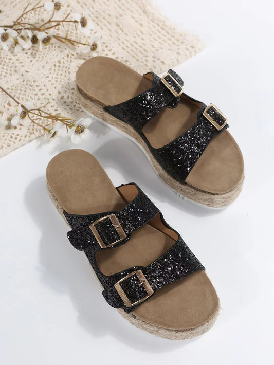 Women's slippers for outdoor wear in summer, forest-style retro thick-soled hemp rope lazy casual sandals