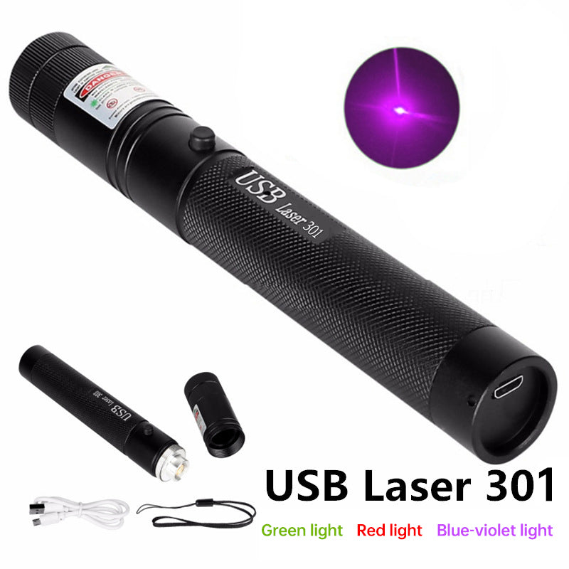 High Power Rechargeable Laser Pointer Pen – Green, Red & Violet Beam with USB Charging