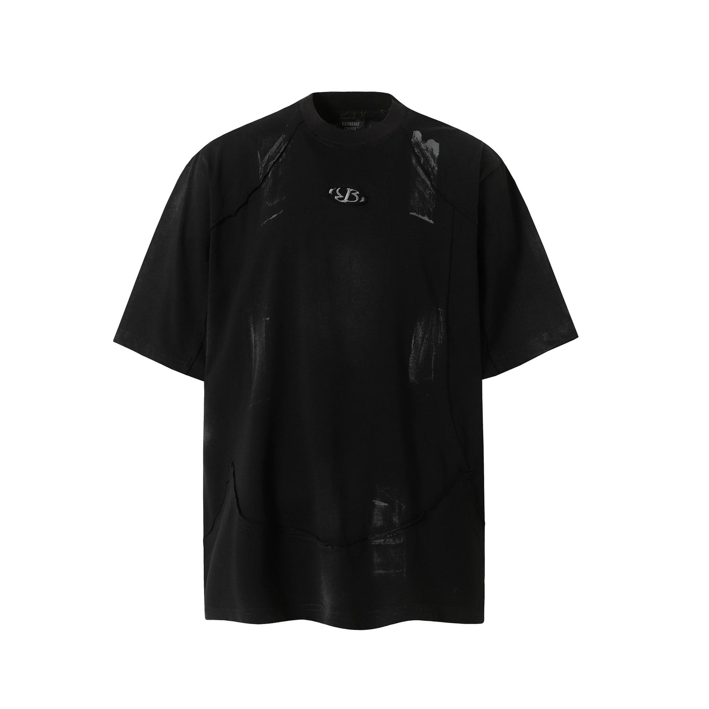 Washed Personalized Graffiti Spliced T-Shirt Short Sleeve