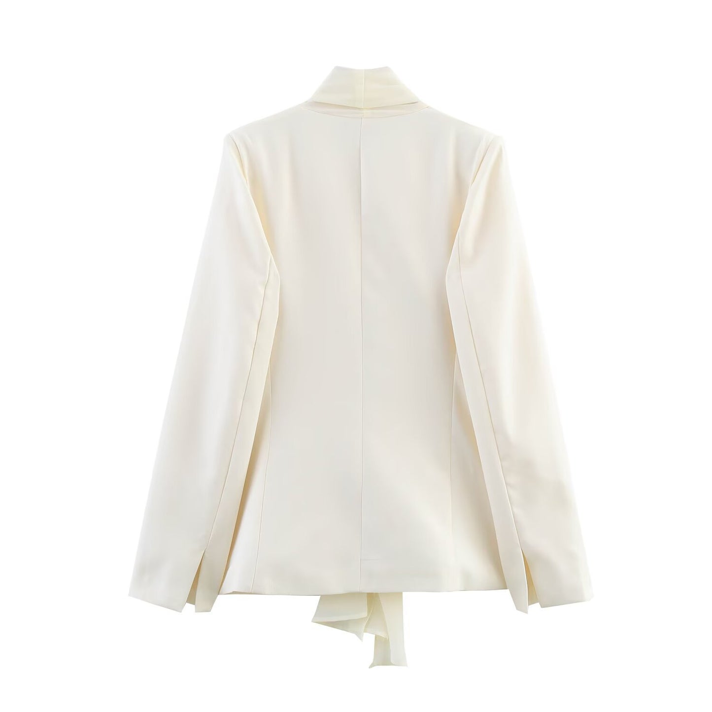Thin scarf collar suit jacket+straight leg pants suit for women