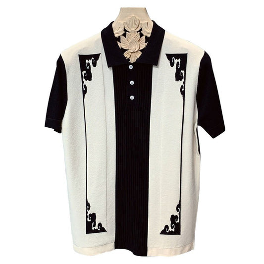 Half zip short sleeved polo shirt for men's summer jacquard men's color blocked lapel T-shirt