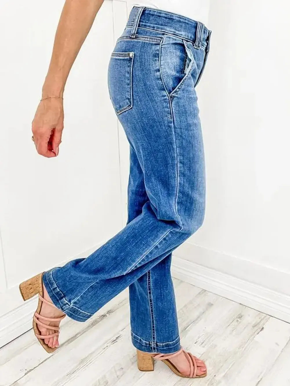 Washed Straight Leg Jeans