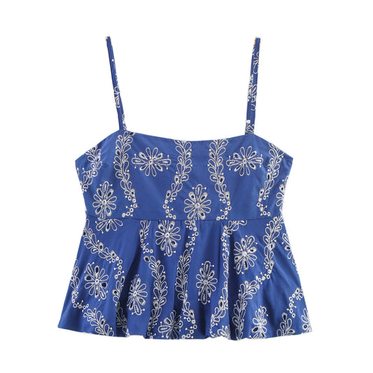 Women's Clothing INS Embossed Hollow-out Embroidered Top