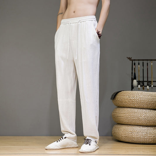 Cotton Linen Plus Size Casual Pants Men's Linen Trousers  Style Thin Trendy Long Pants