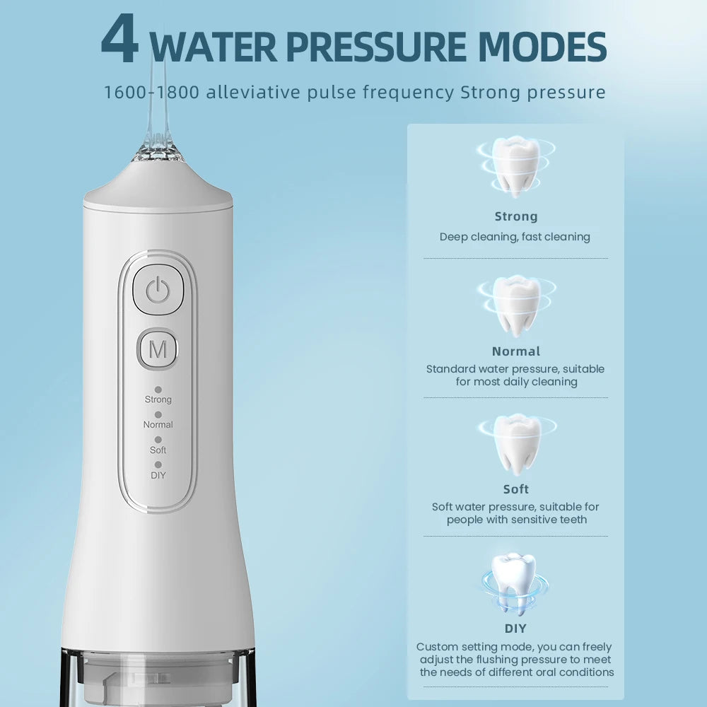 USB Rechargeable Water Flosser – 300ML Cordless Oral Irrigator with 4 Cleaning Modes