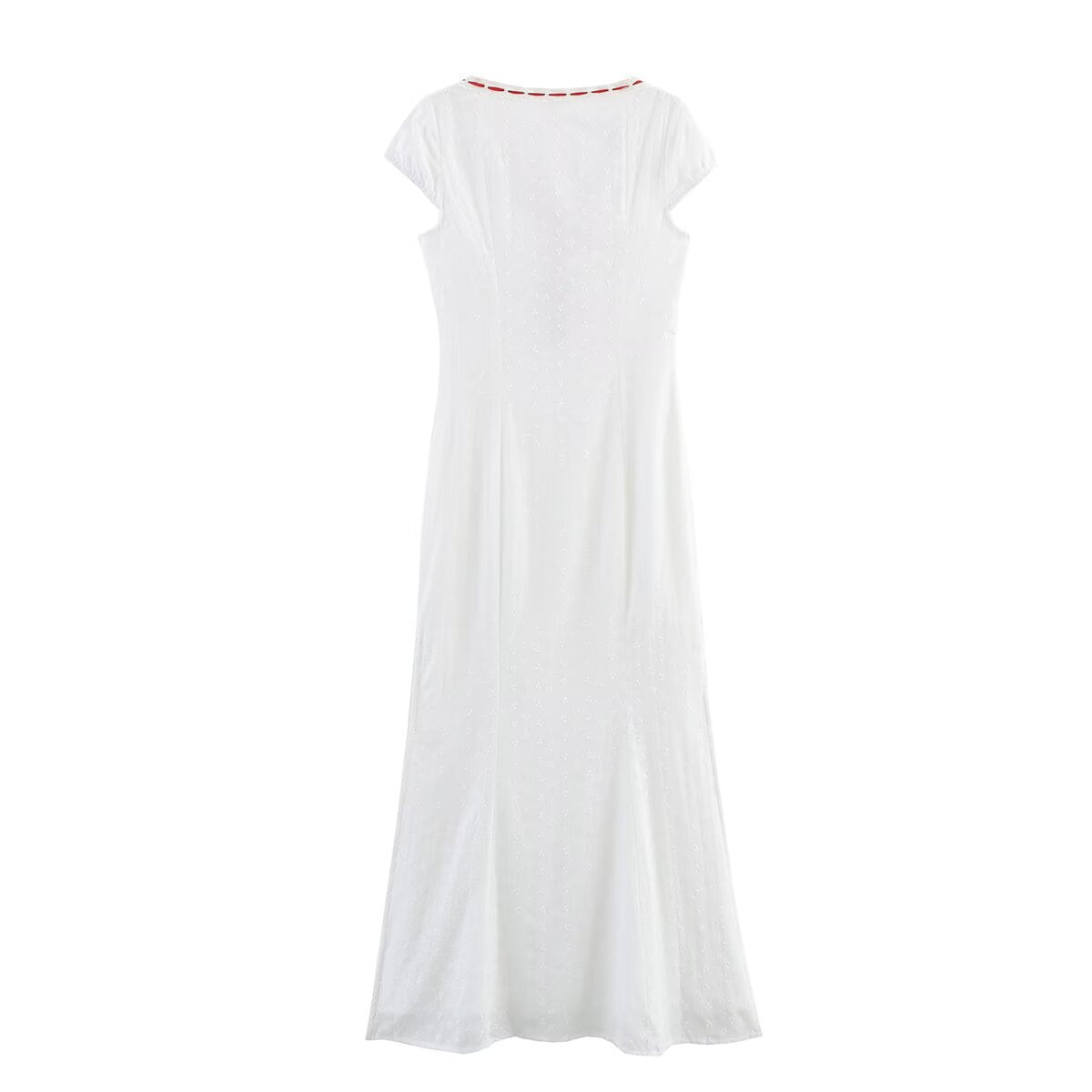 Fashion lace patchwork embroidered round neck lace up dress for women