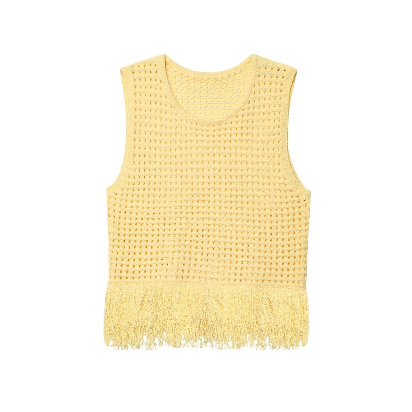 Women's Clothing INS Hollow Out Tassel Sleeveless Top