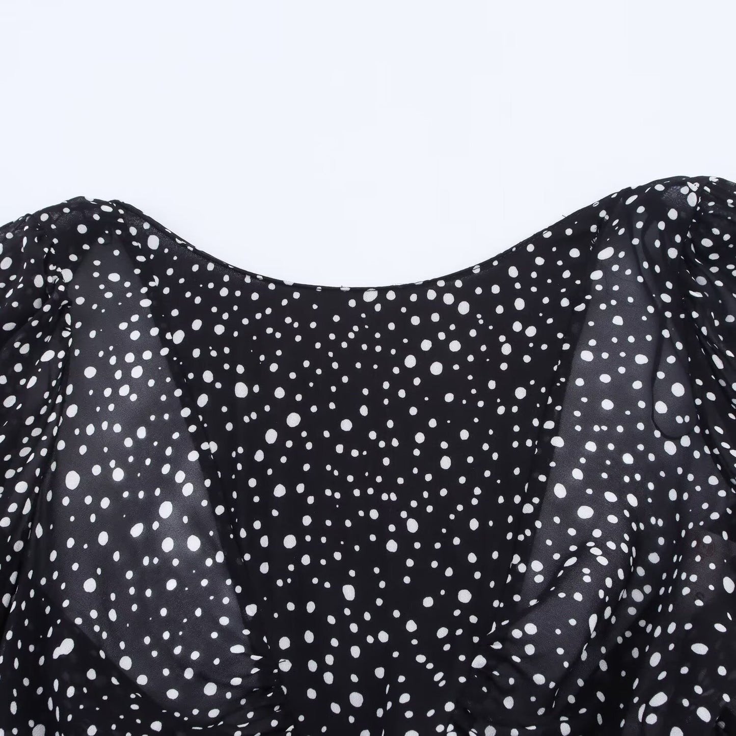 Women's Clothing Trumpet Sleeve Ruffle Polka Dot Short Skirt