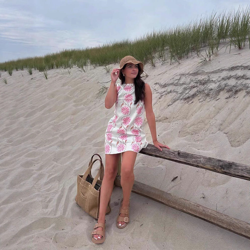 Women's Sleeveless Printed Short Dress