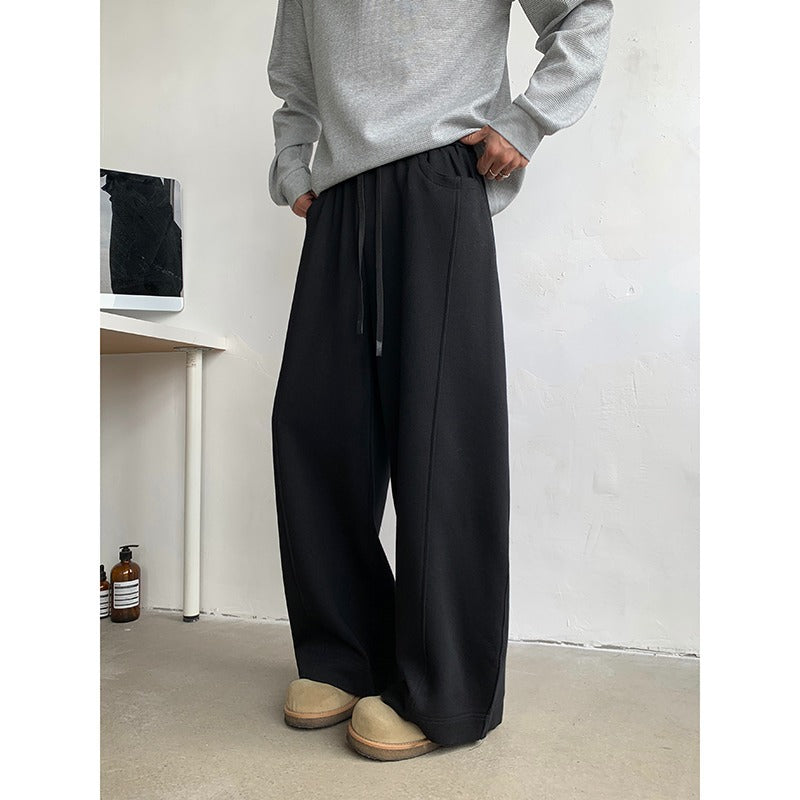Relaxing and relaxed straight leg casual pants with a drooping feel