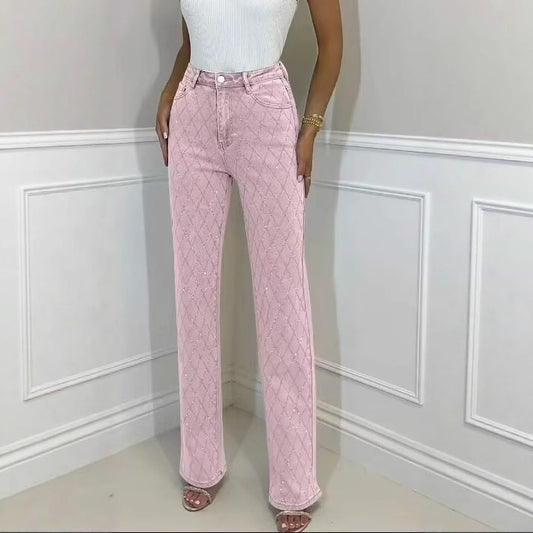 Women's Fashion Rhinestone Casual Long Pants