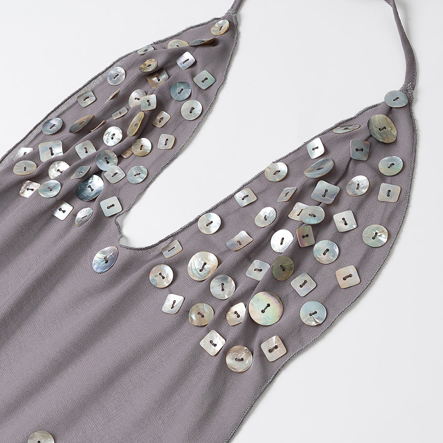 Women's Clothing Halter Backless Shell Strap Dress