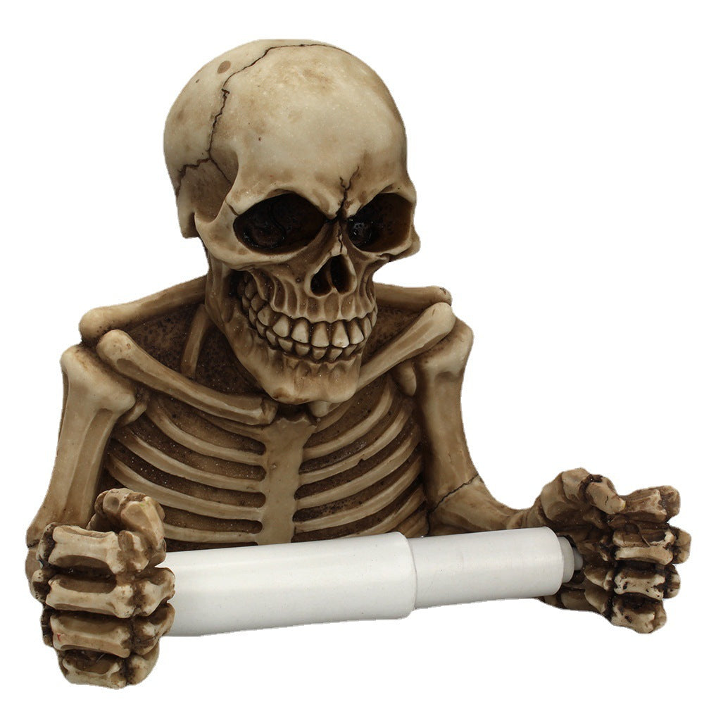 Retro resin wall-mounted skull tissue paper drawer creative horror face paper roll holder living room bedroom paper roll holder