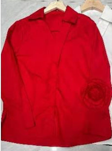 Early spring women's design sense three-dimensional flower shirt long sleeve solid color loose shirt