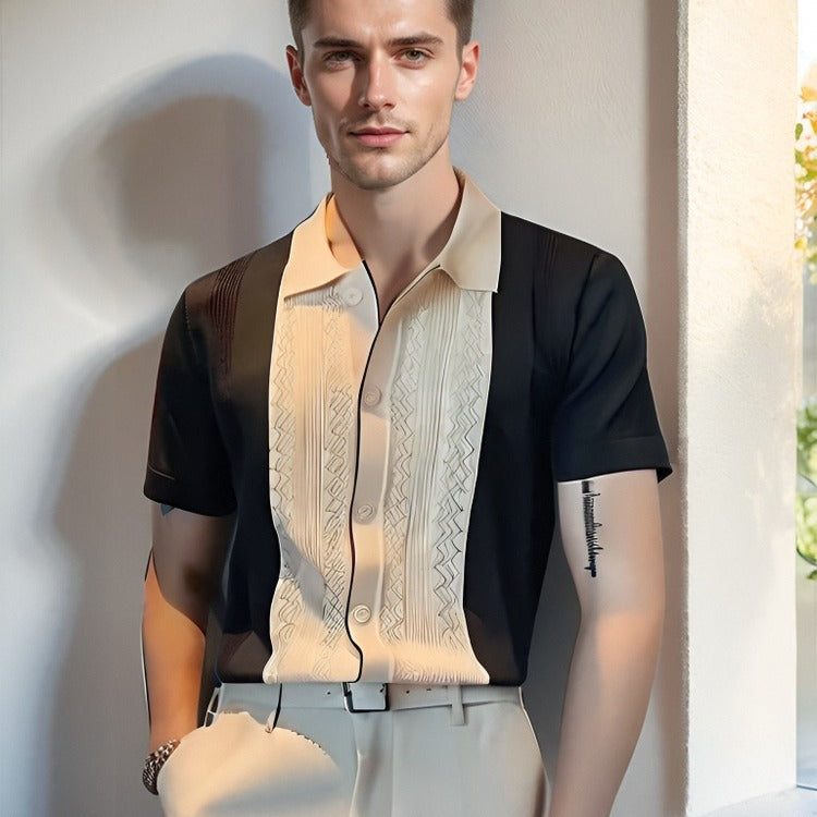 Color blocked slim fit ice silk turtleneck T-shirt for spring and summer thin edition