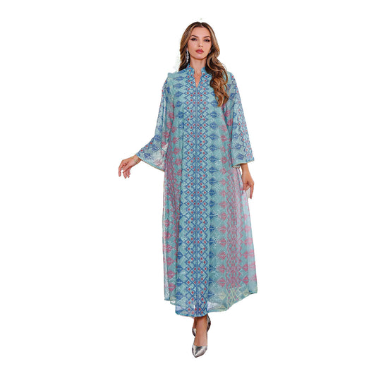 Muslim Embroidered Robe Middle Eastern Clothing Printed Dress