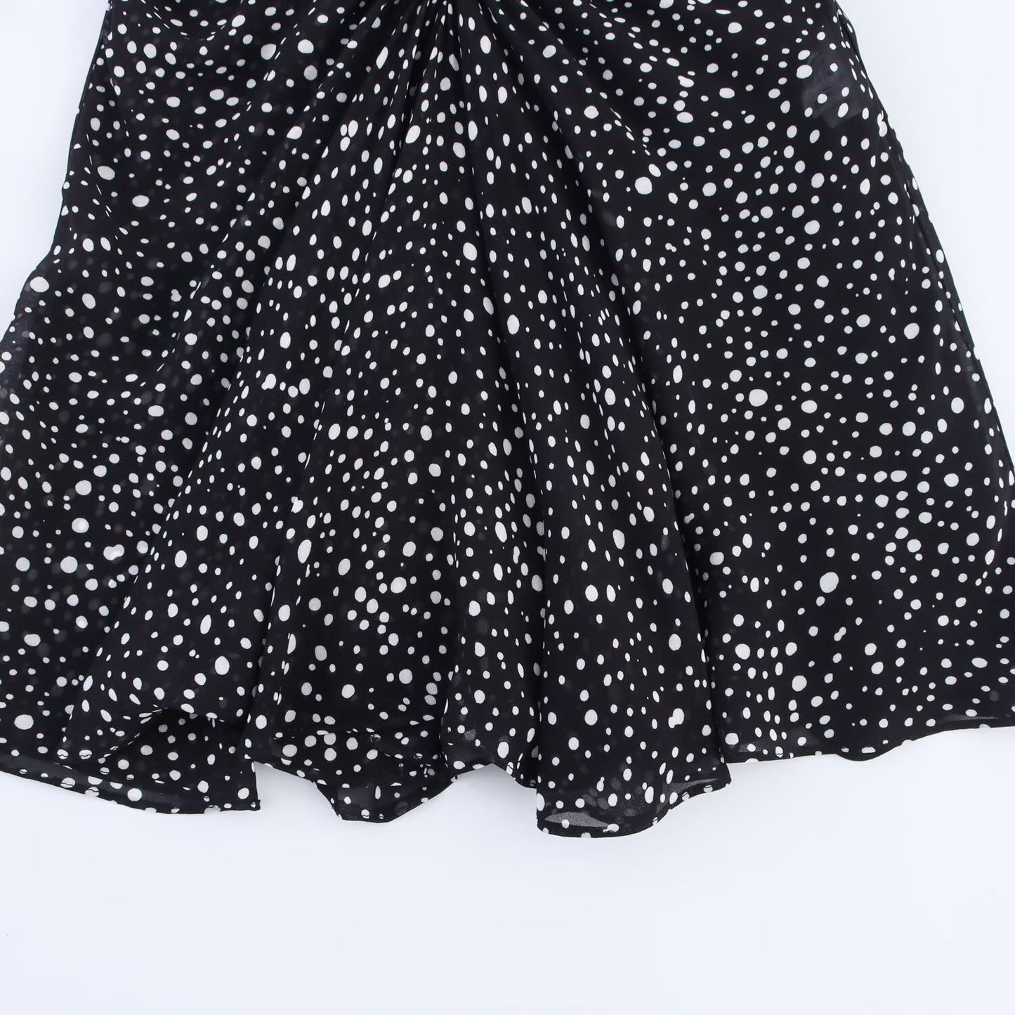 Women's Clothing Trumpet Sleeve Ruffle Polka Dot Short Skirt
