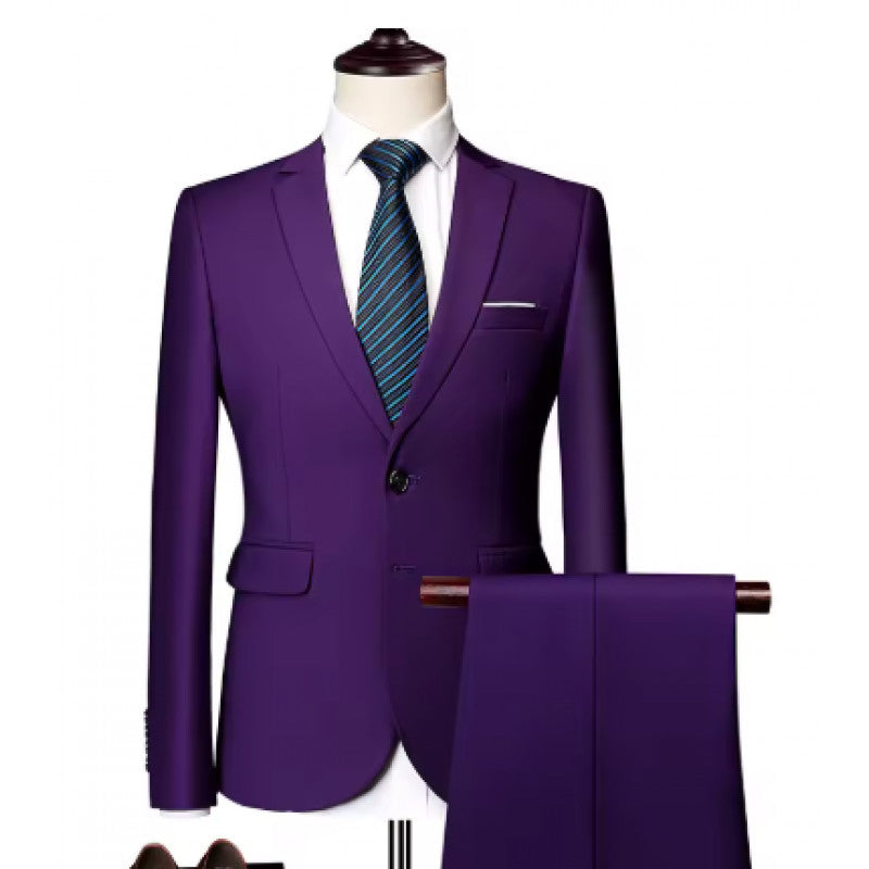 Business Casual Suit Set - Style Slim Fit Men's Two-Piece Suit