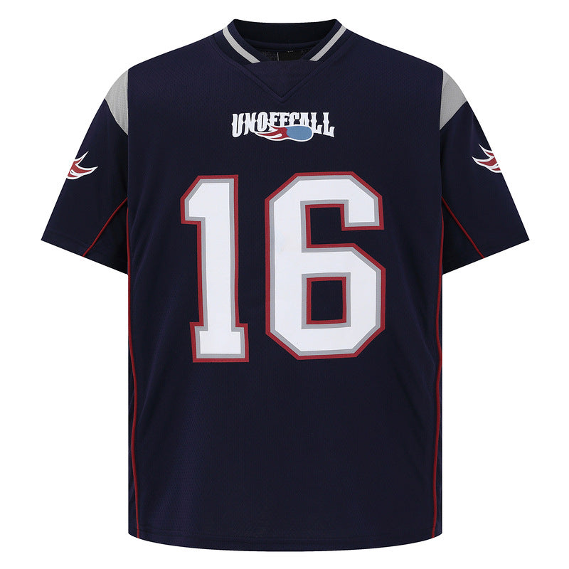 Sports Short Sleeve T-Shirt Loose Casual V-Neck Design