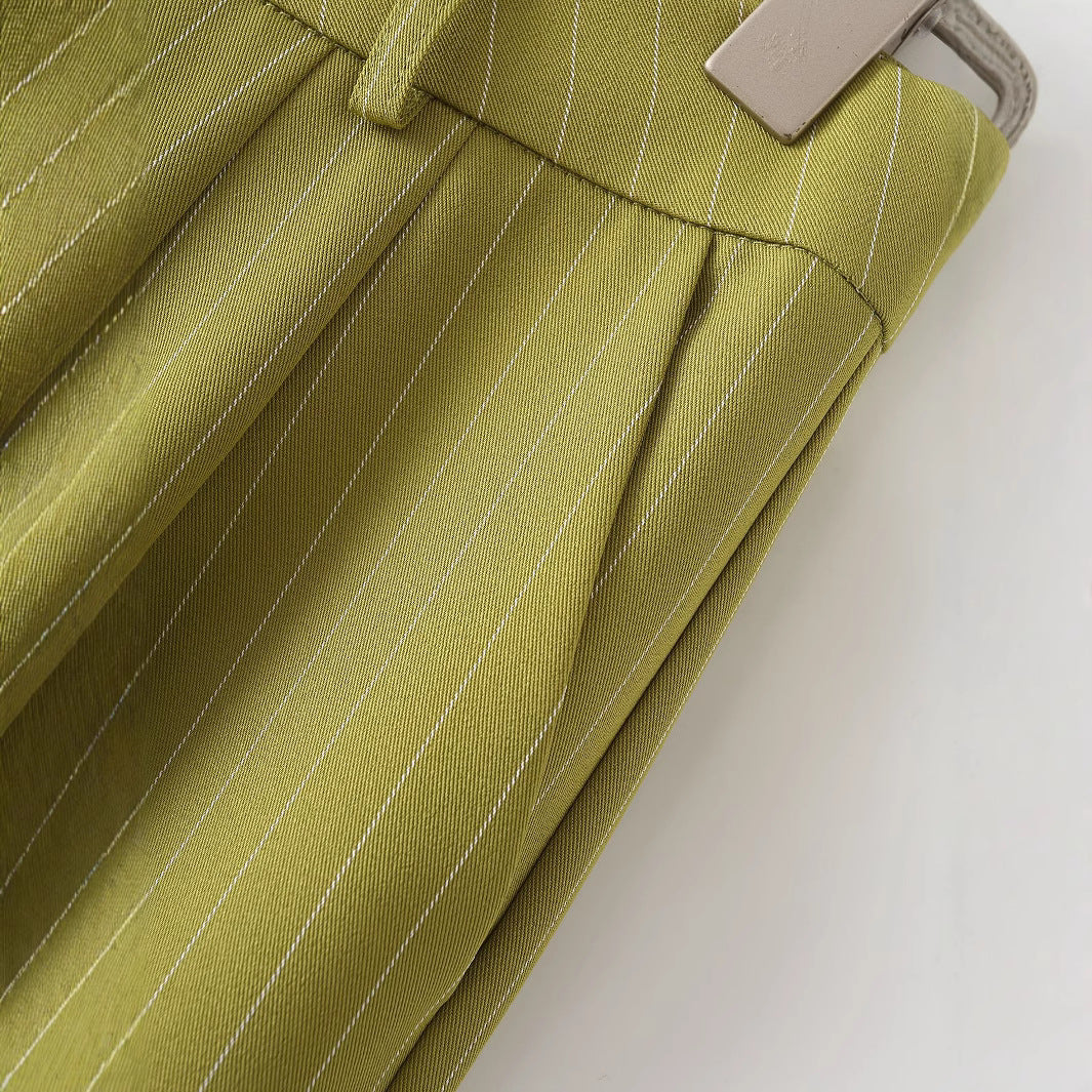 Striped straight leg casual pants for women